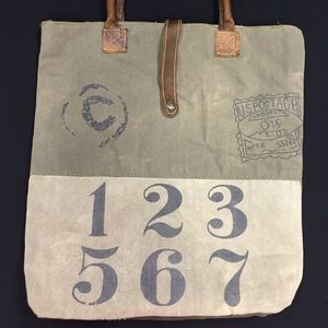 Designer Tote Bag w/ Leather Handles - Olive